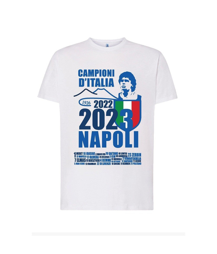 Maglietta Ssc Napoli Tshirt Bianca Con Stampa Campioni D'italia 2023 Calcio         