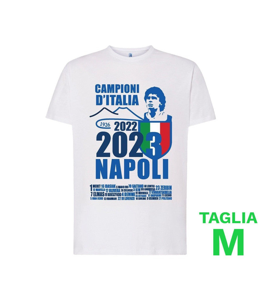 Maglietta Ssc Napoli Tshirt Bianca Con Stampa Campioni D'italia 2023 Calcio         