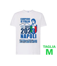 Maglietta Ssc Napoli Tshirt Bianca Con Stampa Campioni D'italia 2023 Calcio         