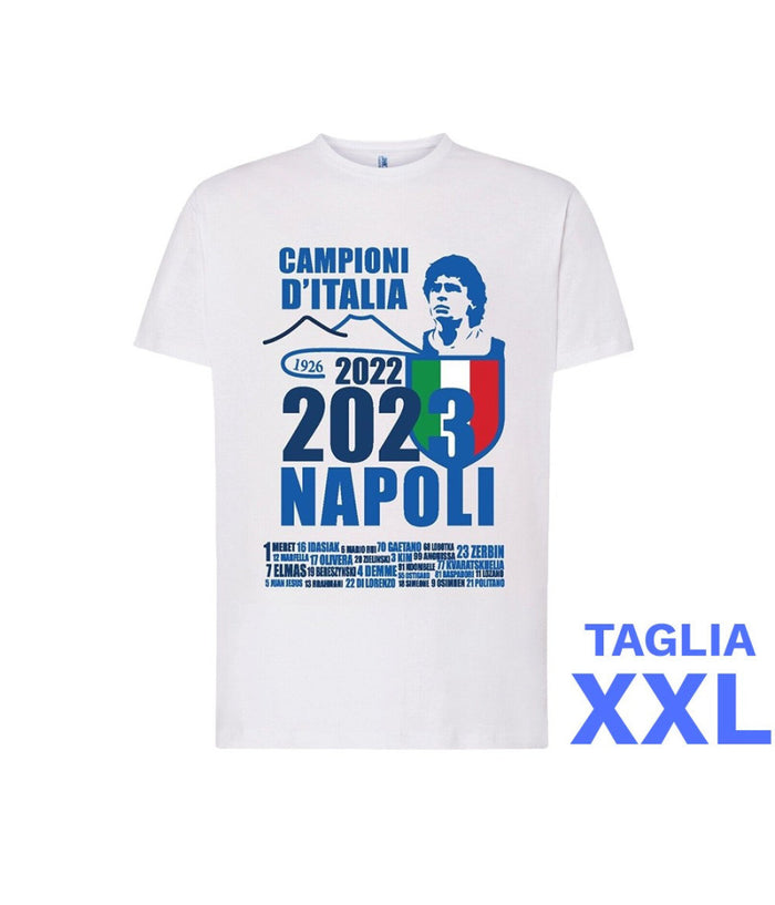 Maglietta Ssc Napoli Tshirt Bianca Con Stampa Campioni D'italia 2023 Calcio         