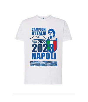 Maglietta Ssc Napoli Tshirt Bianca Con Stampa Campioni D'italia 2023 Calcio     M    