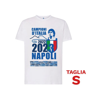 Maglietta Ssc Napoli Tshirt Bianca Con Stampa Campioni D'italia 2023 Calcio     S    