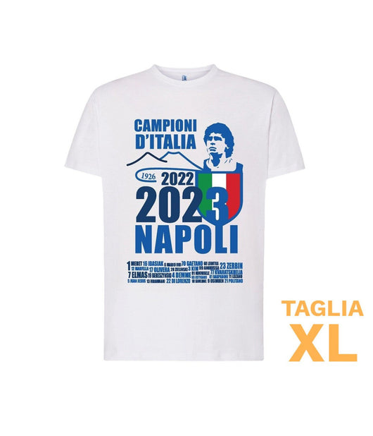 Trade Shop - Maglietta Ssc Napoli Tshirt Bianca Con Stampa Campioni D'italia 2023 Calcio -    Xl