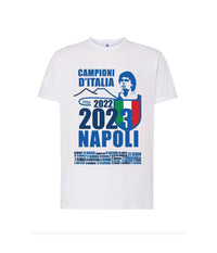 Maglietta Ssc Napoli Tshirt Bianca Con Stampa Campioni D'italia 2023 Calcio     S    