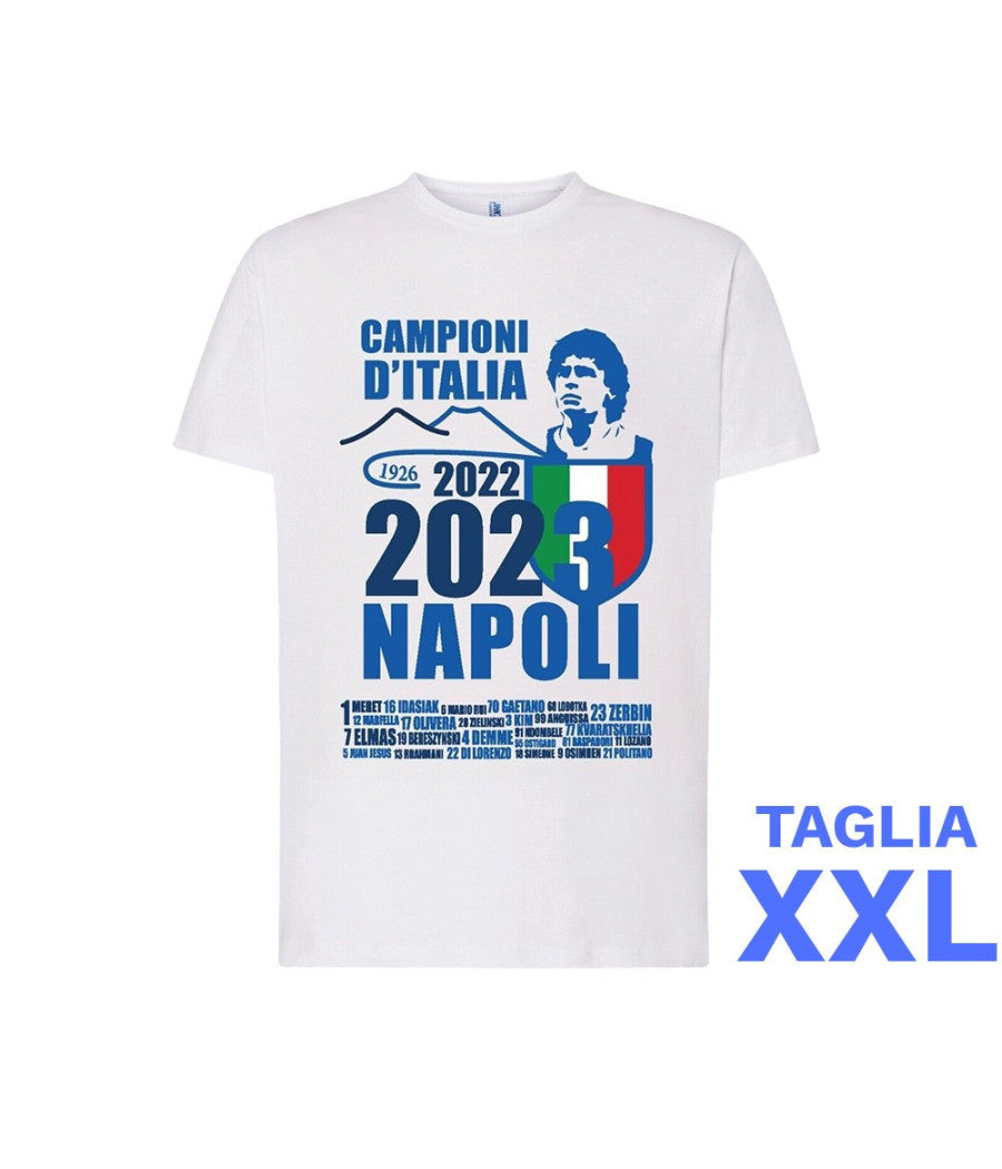Trade Shop - Maglietta Ssc Napoli Tshirt Bianca Con Stampa Campioni D'italia 2023 Calcio -    Xxl