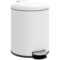 Bidone Immondizia a Pedale da 5L con Coperchio a Chiusura Morbida, in Metallo e PP, 26.5x21x28 cm, Crema