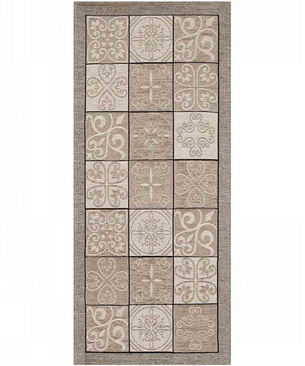 Tappeto disegno MAIOLICA TORTORA decorazione piastrelle ceramica, passatoia cucina multiuso lavabile in lavatrice e anti-scivolo cm.55x240