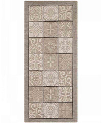 Tappeto disegno MAIOLICA TORTORA decorazione piastrelle ceramica, passatoia cucina multiuso lavabile in lavatrice e anti-scivolo cm.55x140