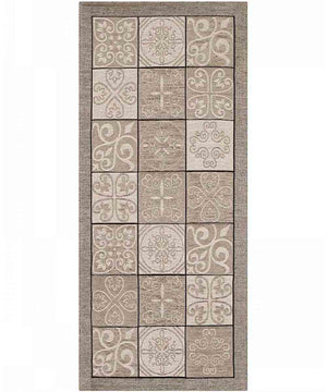 Tappeto disegno MAIOLICA TORTORA decorazione piastrelle ceramica, passatoia cucina multiuso lavabile in lavatrice e anti-scivolo cm.55x140