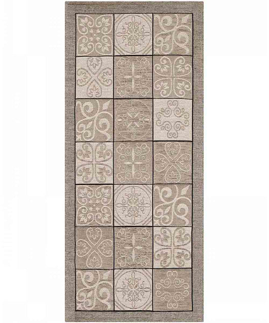 Tappeto disegno MAIOLICA TORTORA decorazione piastrelle ceramica, passatoia cucina multiuso lavabile in lavatrice e anti-scivolo cm.55x140