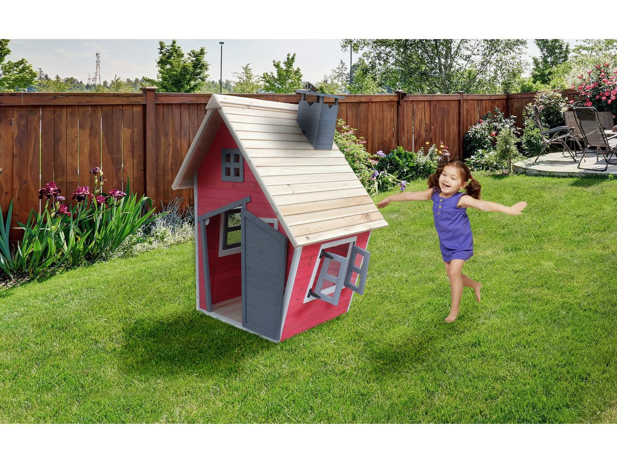 Casetta " Lilou " - 119.5 x 156 x 102 cm - Rosso / Grigio