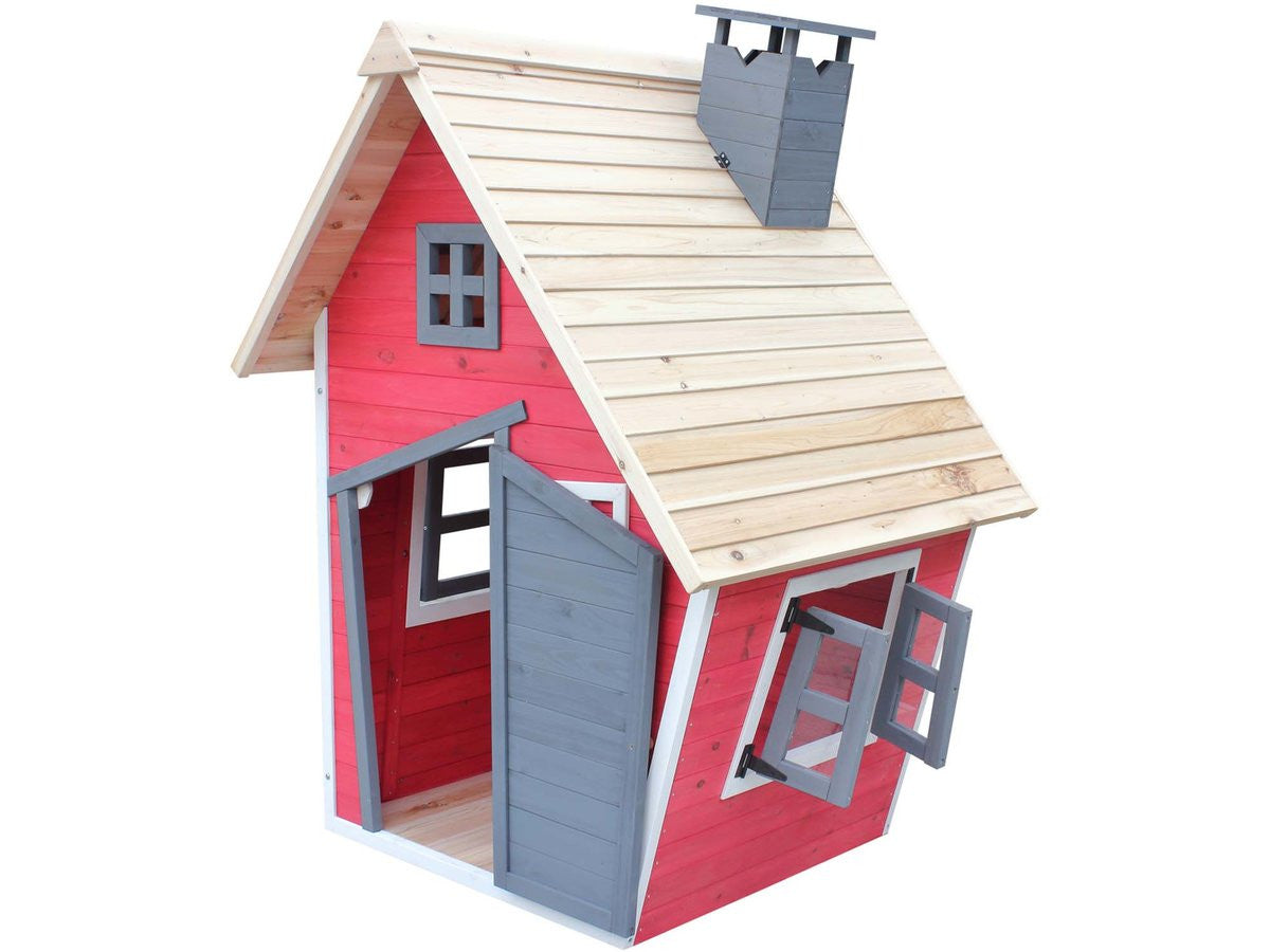 Casetta " Lilou " - 119.5 x 156 x 102 cm - Rosso / Grigio