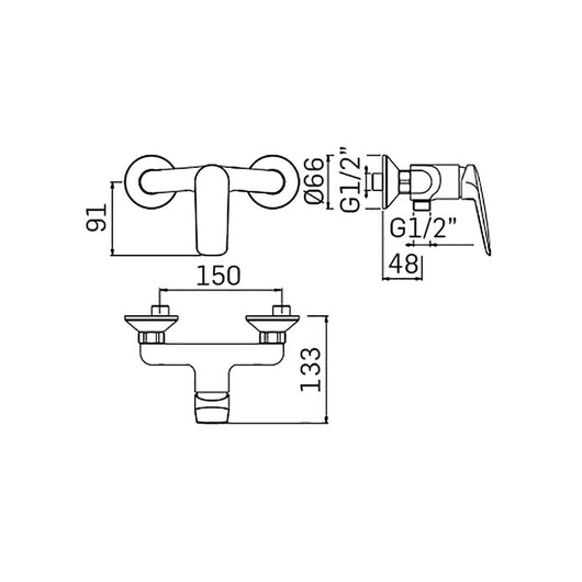 Mamoli serie penelope miscelatore per doccia esterno monocomando finitura cromata lucida