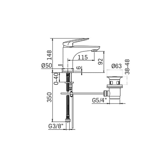 Mamoli serie penelope miscelatore per lavabo monocomando finitura cromata lucida