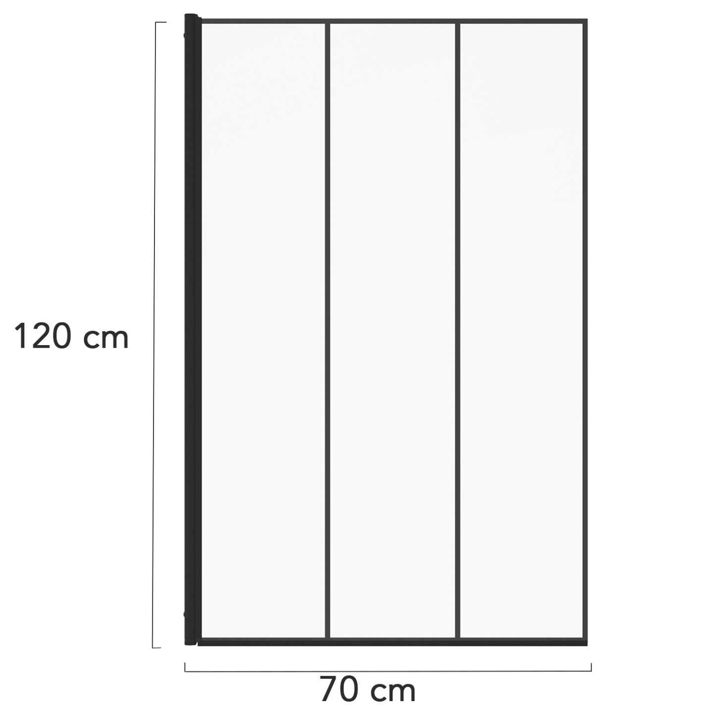 IDMarket - Mampara de baño de 1 hoja 70x120 cm con efecto de cristal serigrafiado y perfil de aluminio negro