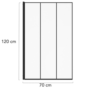 IDMarket - Mampara de baño de 1 hoja 70x120 cm con efecto de cristal serigrafiado y perfil de aluminio negro
