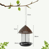 Mangiatoia per uccelli selvatici da appendere all'aperto con cupola in resina resistente alle intemperie e fori di drenaggio 20_0006285