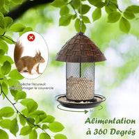 Mangiatoia per uccelli selvatici da appendere all'aperto con cupola in resina resistente alle intemperie e fori di drenaggio 20_0006285