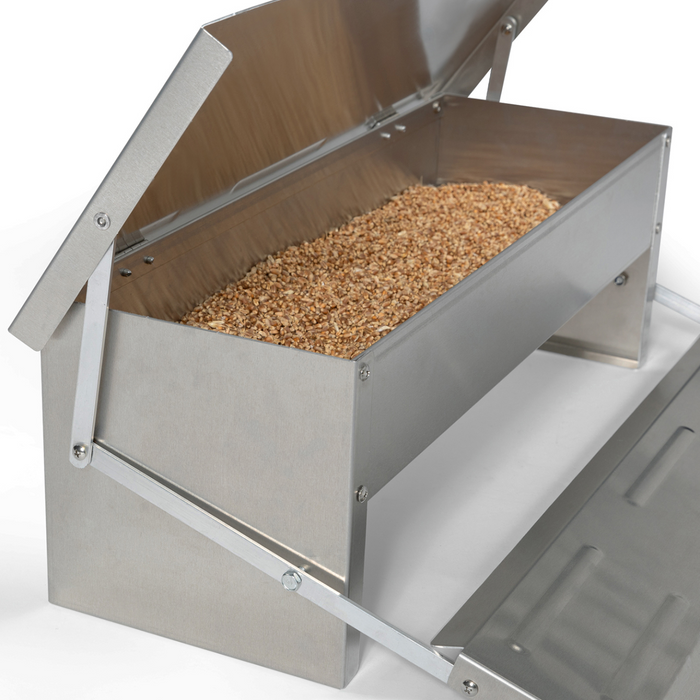 IDMarket - Mangiatoia per polli XL con mangiatoia automatica a pedale in acciaio da 5 kg