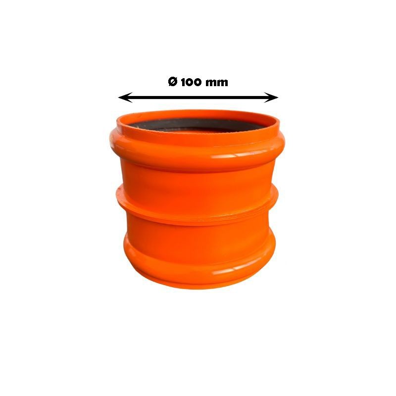 Manicotto Femmina-Femmina in PVC (colore Arancio) con Guarnizione : Diametro - 100
