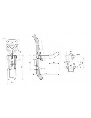 Chiusura a leva per baule, lucchettabile, acciaio zincato - THIRARD
