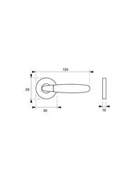 Maniglia di design Arion, su rosetta tonda, per porta, molla di richiamo, Cromato e satinato - FROSIO BORTOLO