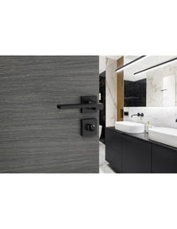 Maniglia di design Ginevra, per porta, su rosetta quadrata, nero mat - FROSIO BORTOLO