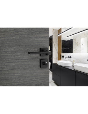 Maniglia di design Ginevra, per porta, su rosetta quadrata, nero mat - FROSIO BORTOLO