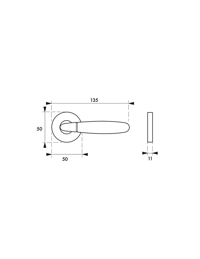 Maniglia di design Mirella, per porta, su rosetta tonda, cromo lucido e satinato - FROSIO BORTOLO