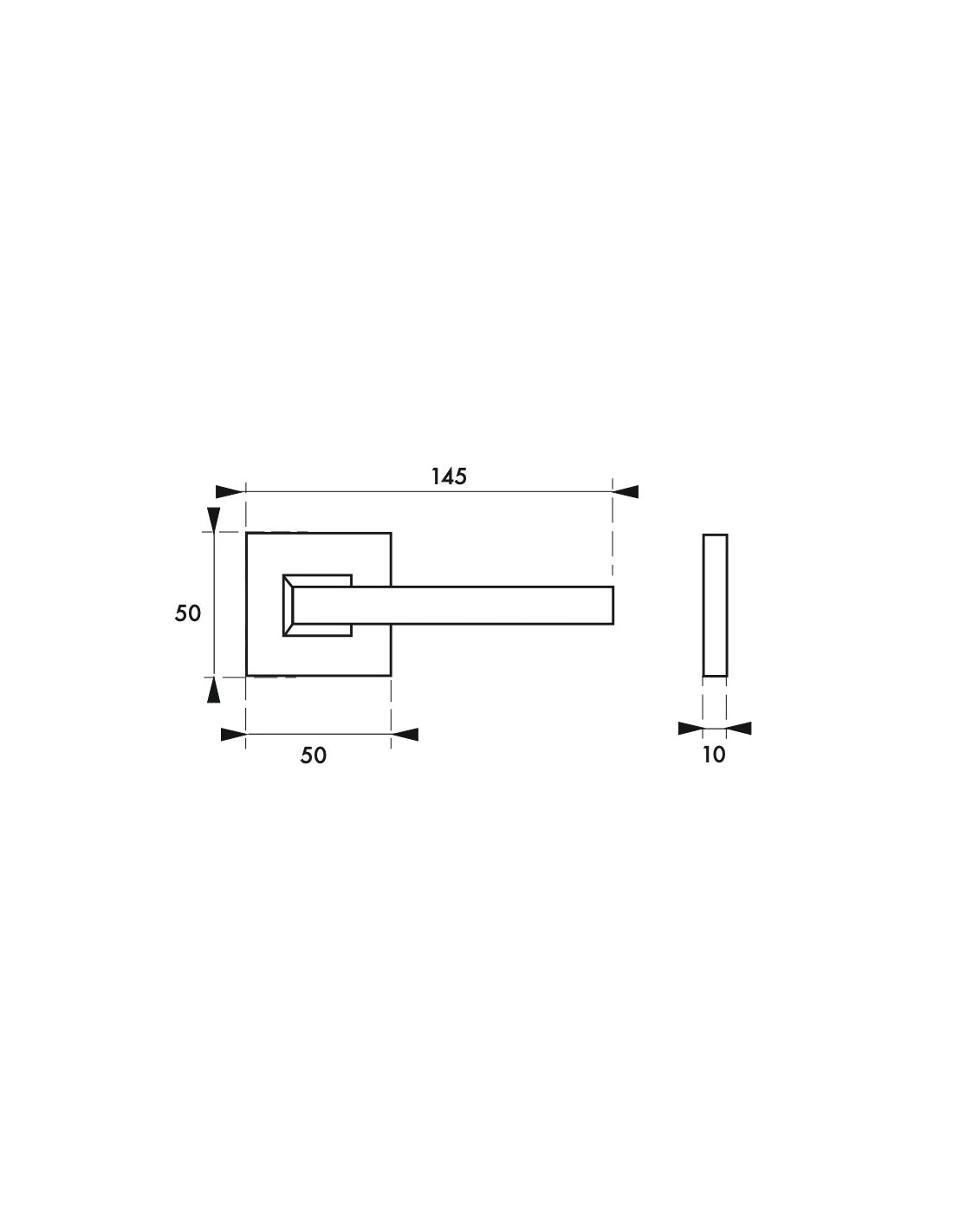 Maniglia di design Modena, per porta, su rosetta quadrata, nero mat - FROSIO BORTOLO