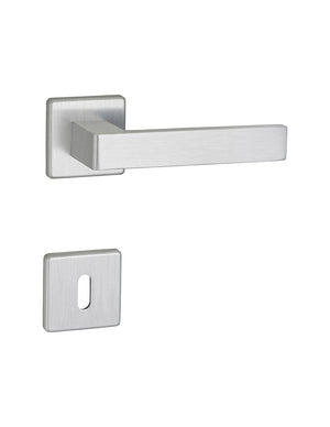 Maniglia di design Zibel, per porta, su rosetta quadrata, satinato - FROSIO BORTOLO