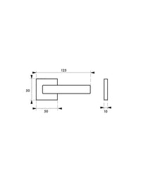 Maniglia di design Zibel, per porta, su rosetta quadrata, nero mat - FROSIO BORTOLO