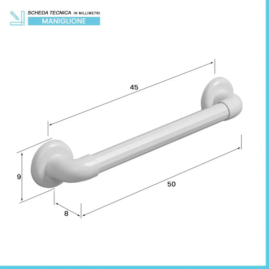 Maniglione di sicurezza per disabili 45 cm portata max 120 kg