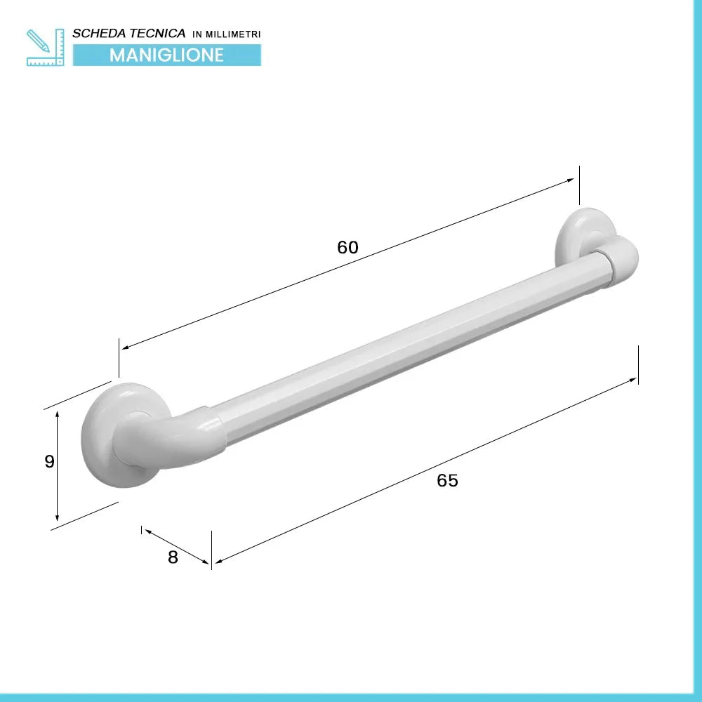 Maniglione di sicurezza per disabili 60 cm portata max 120 kg