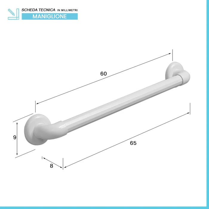 Maniglione di sicurezza per disabili 60 cm portata max 120 kg