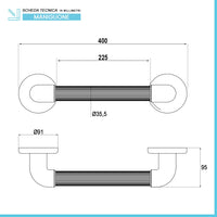 Maniglione di sostegno cromato 40 cm per disabili portata max 150 kg