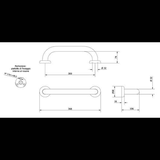 Maniglione lineare per bagno 30cm