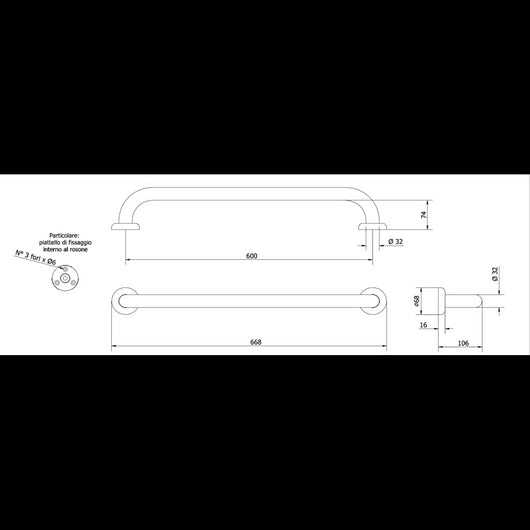 Maniglione lineare per bagno 60cm