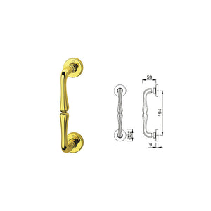 Maniglione per porta – M439/42 – Ottone lucido con rosette, L 235 mm – Hoppe