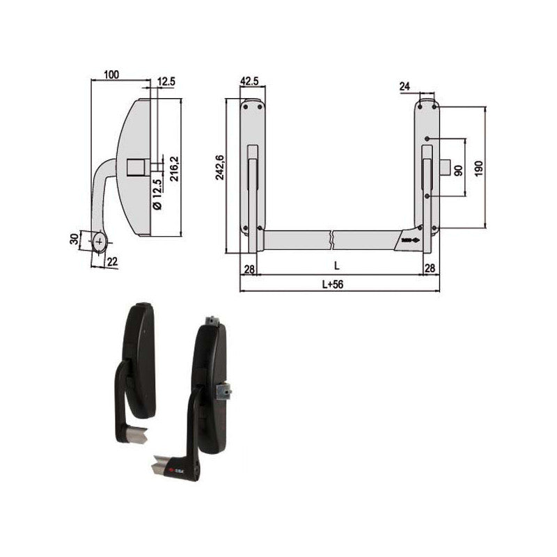 Maniglione Prestige Lat+Vert 59311-10-0 Cisa