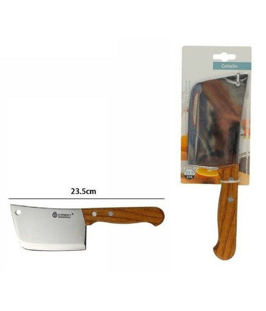 Mannaia Da Macellaio Coltello Per Carne Cucina Acciaio Manico Legno 23,5cm         