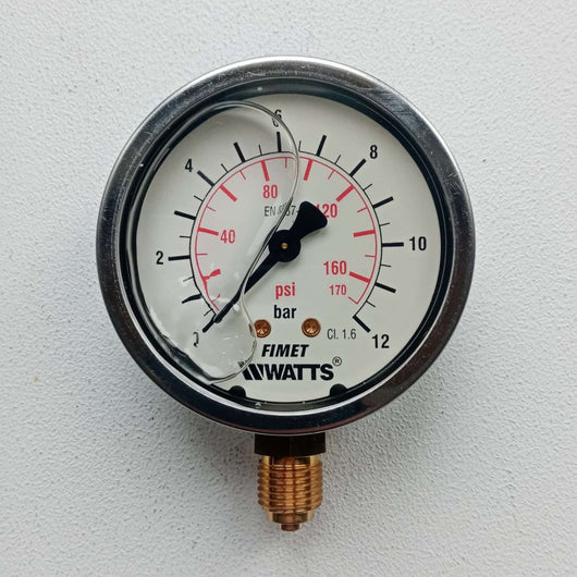 Manometro 0-12 bar a bagno di glicerina attacco laterale