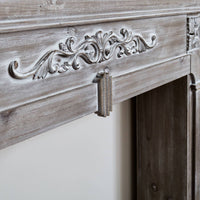 Cornice per caminetto effetto legno, grigio sbiancato