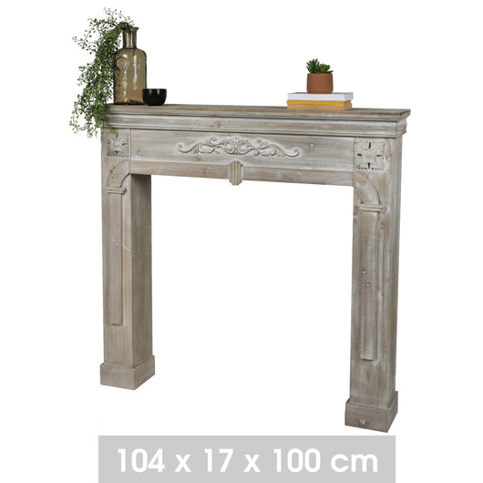 Cornice decorativa per camino – Colore rovere grigio, dimensioni 104x17xH100 cm