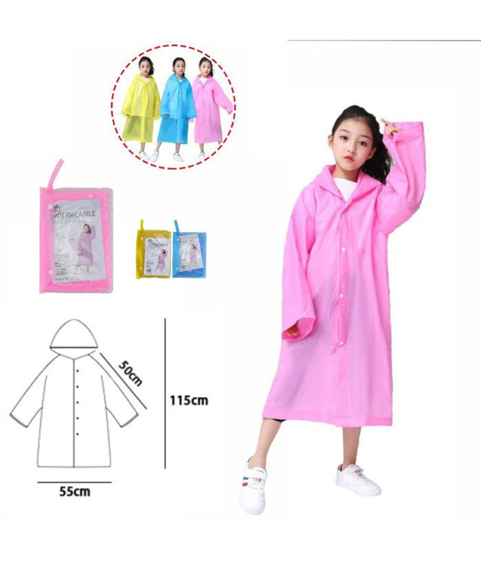 Mantella Impermeabile Con Cappuccio Anti Pioggia Bambini Poncho Vari Colori Moda         