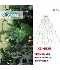 Mantello Catena Luminosa 280 Led 10x28 Luci Ip44 Luce Bianca Cavo Verde Xc-4836         