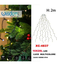 Mantello Catena Luminosa 280 Led 10x28 Luci Luce Multicolore Cavo Verde Xc-4837         