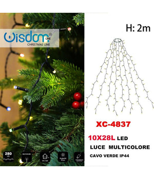 Mantello Catena Luminosa 280 Led 10x28 Luci Luce Multicolore Cavo Verde Xc-4837         