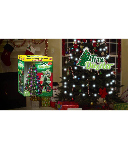 Mantello Luminoso Addobbi Per Albero Di Natale 64 Lampadine Led Con Telecomando         