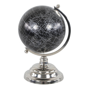 Mappamondo Colombo Con Base In Metallo Silver 17,5x16x27cm